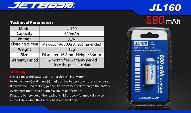 JETBeam JL160 680mah 11