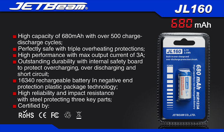 JETBeam JL160 680mah 5